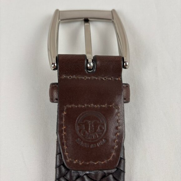 TORINO Men's Belt Size 34 Brown Woven Braided Leather Made USA - Picture 5 of 10